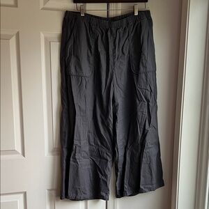 Linen Elastic Waist Palazzo Pants